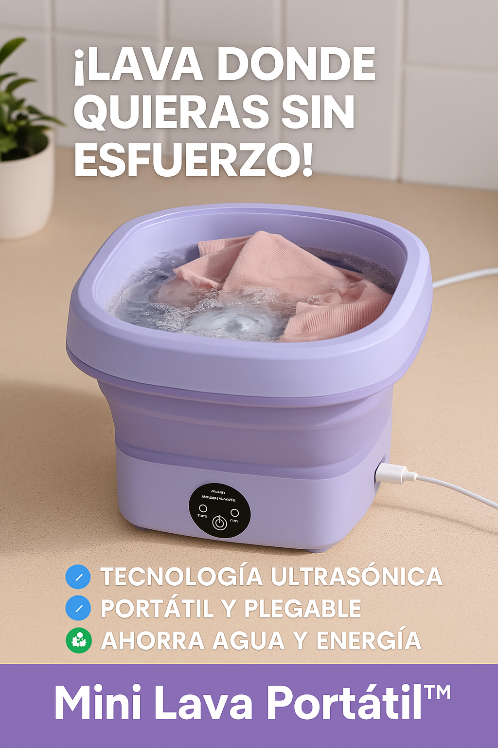 LavaFácil Compacta Mini Lavadora Portátil con 50% de Descuento🚀