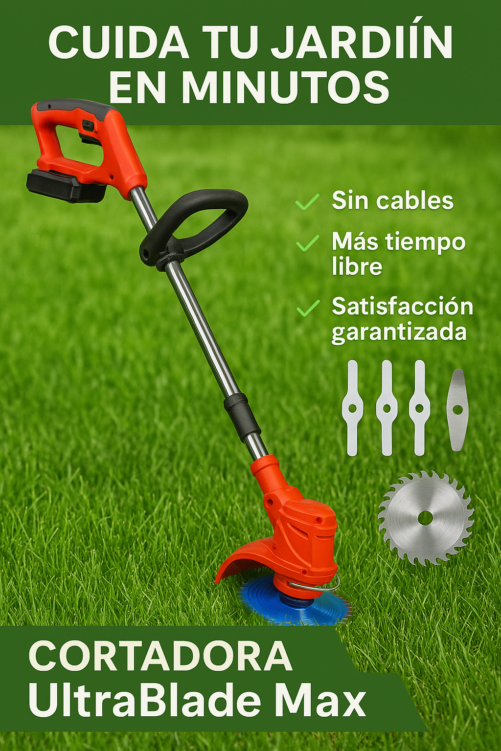 Guadaña Inalambrica TurboBlade™  [ULTRA POTENTE] + [2 BATERÍAS RECARGABLES]
